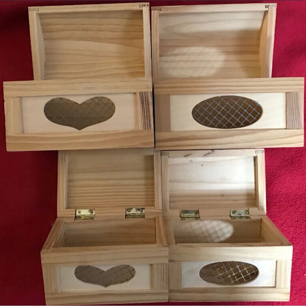 4 Mini unfinished Wood Trunk Boxes (2 sizes)